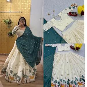 Lehenga choli กับ dupatta Flair 3.5 MTR ชุดสำหรับงานแต่งงานและงานปาร์ตี้ - Product Image 6