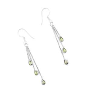 เพอริดอทธรรมชาติ925เงินสเตอร์ลิงต่างหูยาวสำหรับผู้หญิงเครื่องประดับงานแต่งและของขวัญพลอย - Product Image 3