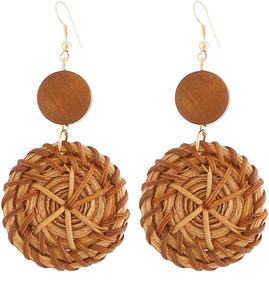 Pendiente de ratán hecho a mano pendiente respetuoso con el medio ambiente hecho de ratán natural 100% para exportar - Product Image 1