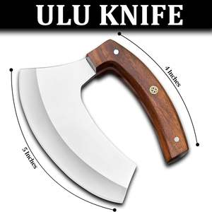 Couteau Ulu Alaskan en acier 12c27, fourreau en cuir, couteau de cuisine forgé à la main, couteau professionnel sur mesure OEM, manche en bois de rose - Product Image 2