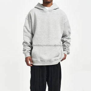 Sudadera con capucha de felpa francesa de algodón 100% de gran tamaño para hombre, ropa de calle personalizada de alta calidad, forro polar grueso, hombros caídos, pantalones cortos teñidos lisos - Product Image 5