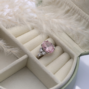 หินควอตซ์สีชมพูอ่อนแหวนเพทายดีไซน์รูปไข่แหวนเงินสเตอร์ลิง925เครื่องประดับตุรกีขายส่ง - Product Image 4