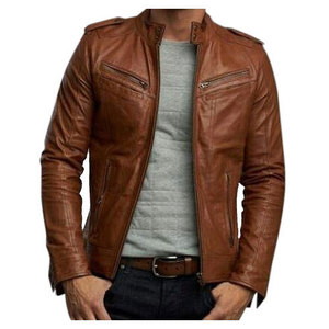 Chaqueta de piel de vaca de alta calidad para hombre, recién llegado, chaqueta de motorista marrón, diseño informal, chaqueta de moto auténtica de invierno, calle principal - Product Image 5