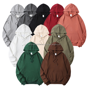 ผู้ผลิตเสื้อฮู้ดดี้ รับสกรีนโลโก้ เสื้อฮู้ดดี้ผ้าฝ้ายคุณภาพสูง สีดำ ทรงโอเวอร์ไซส์ สำหรับผู้ชาย ไม่มีเชือกผูก แบบเรียบ - Product Image 1