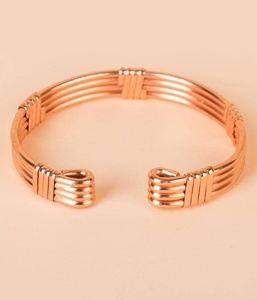 Stacked Wire Copper Cuff Four Strand Design Wrapped Ends Pain Easing Energy Regulating Wellness Amplifying Therapy <b>Accessory</b> - Product Image 2