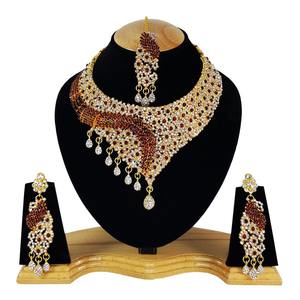 Parure de bijoux vintage en alliage de zircon plaqué rhodium, motif floral, collier, boucles d'oreilles, coiffe pour femme, mariage, fiançailles, soirée - Product Image 1