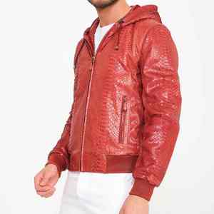 Chaqueta de Cuero para Hombre, Personalizable OEM, 100% Cuero Genuino, Estilo Casual Popular, Piel de Cordero, Cuello de Piel, Resistente al Viento - Product Image 1