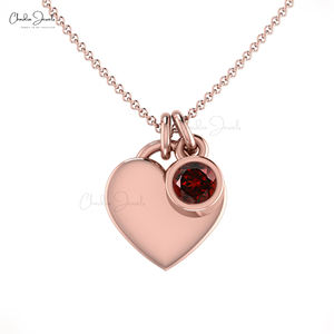 À la mode Fine 14K véritable or en forme de coeur collier pendentif pour les femmes grenat rouge minimaliste bijoux promesse collier pour cadeau - Product Image 2