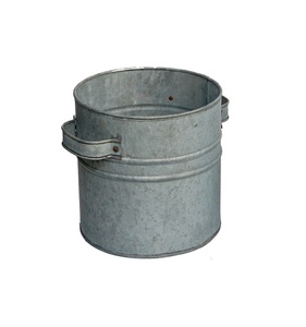 Juego de 2 macetas de metal galvanizado con asa y bañeras con acabado rústico para juego de cubos de flores de jardín - Product Image 2