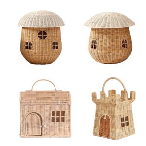 Casa de mimbre tejida a mano Bohemia, casa de bambú para bebés, decoración de guardería, accesorios rústicos hechos a mano para el hogar moderno de los niños - Product Image 6