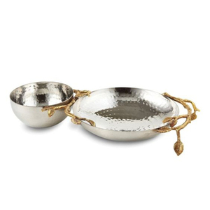 Elegant Stainless Steel and Melamine Hammered Food Serving Bowl Stylish Silverware for Fruits and <b>Chocolates</b> Modern Design - Product Image 2