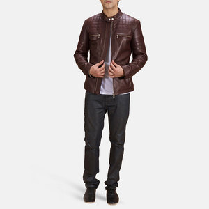 Veste en cuir pour homme, style poche, coupe régulière, manches longues, coupe-vent - Product Image 2