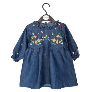 Robe en jean brodée pour filles - Bleu foncé - Product Image 1