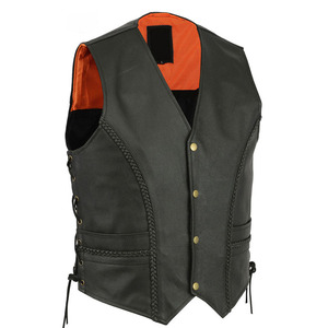 2025 Men's Biker Leather <b>Vest</b> Autumn Fashion 100% Genuine Leather Breathable Single Button <b>Denim</b> Outerwear - Product Image 2