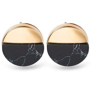 Boucle d'oreille en marbre et laiton design à la mode 100% pierre blanche design moderne bijoux de boucle d'oreille en marbre et laiton - Product Image 5