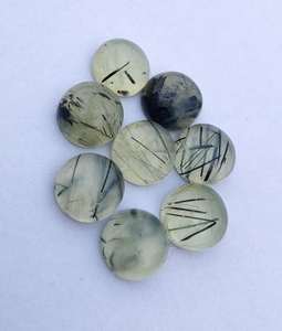 100% Natural Premium Exportación Calidad Prehnita Rutilo Cabujón Verde Facetado Parte posterior plana Gemas calibradas Piedra alta Piedras preciosas sueltas - Product Image 2