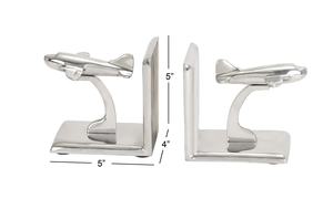 Níquel Plata Acabado Metal Avión Sujetalibros Organizador de mesa Sujetalibros Hogar Oficina Organizador de mesa - Product Image 6