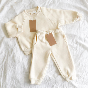 Conjunto Deportivo Casual para Niños y Niñas con Sudadera con Capucha y Pantalones Jogger de Cuello Redondo, Ropa para Estar en Casa, Color Sólido 100% Algodón - Product Image 5