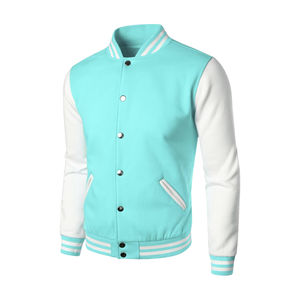 แจ็กเก็ตทีมตัวแทนของผู้ชายคอตั้งระบายอากาศได้ดีเสื้อขนสัตว์แขนหนัง - Product Image 1