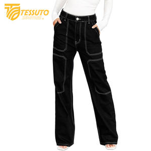 Pantalones cargo de cintura alta para mujer Vaqueros de cintura alta elegantes - Product Image 4