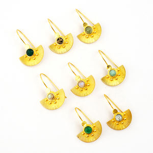 Citrine Quartz larme crochet boucles d'oreilles Unique classique en laiton bijoux Western exotique plaqué or Style bohème pour les femmes - Product Image 6