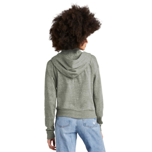 Sudadera con capucha gris ligera para mujer, jersey de media cremallera a la moda para invierno, logotipo impreso en capas en la parte delantera - Product Image 3