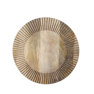 Assiette de service ronde en bois assiettes de pare-chocs de couleur naturelle pour l'artisanat de décoration de cuisine et de mariage - Product Image 5