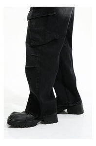 กางเกงยีนส์คาร์โก้ผู้ชายสไตล์ไฮสตรีทปรับแต่งได้กระเป๋าข้างซักได้ระบายอากาศได้ดีสำหรับฤดูใบไม้ผลิฤดูร้อนฤดูใบไม้ร่วงฤดูหนาว - Product Image 5