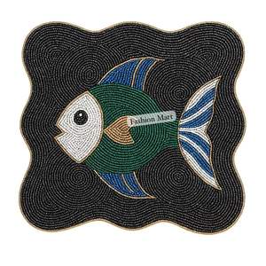 Luxury Hand <b>Beaded</b> <b>Placemat</b> Floral And Geometric Table Mats Handmade Dining Decor For Export - Product Image 5