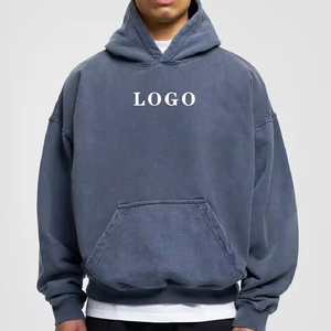Sudaderas con capucha personalizadas de lavado ácido de gran tamaño a la moda para hombres, jersey de lavado Vintage, sudadera de manga larga, Sudadera con capucha de hombro caído de invierno - Product Image 4