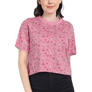 Jogging haut court chemises vêtements de rue femmes été haut court chemises haute qualité 100% coton grande taille femmes respirant haut court - Product Image 1