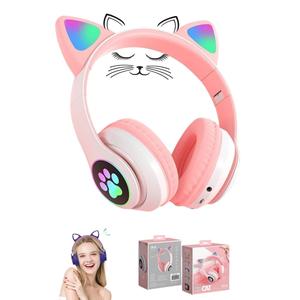 Auricolare Bluetooth On-Ear con figura di gatto e luce della zampa del gattino Bluetooth + auricolare con cavo - Product Image 3