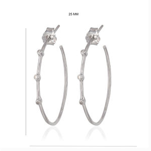 Boucles d'oreilles en or blanc massif 14 carats bijoux en diamant pavé blanc naturel cadeau pour elle boucles d'oreilles créoles faites à la main bijoux de mariage - Product Image 1
