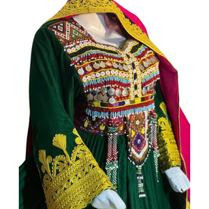 2024ชาติพันธุ์อัฟกานิสถาน Kuchi ชุดราตรีแขนยาวหลายสีสำหรับผู้หญิงเดรสสไตล์อัฟกานิสถานระบายอากาศได้ดีปักลายแฮนด์เมด - Product Image 3