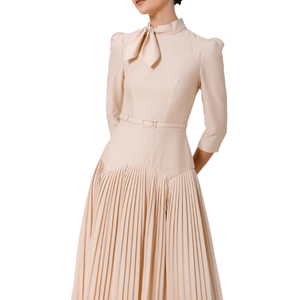 Vestidos de mujer de forma larga de etiqueta privada con cremallera trasera Reggie Sunray vestido plisado Elegante ropa de mujer fabricante de hormigas blancas - Product Image 1