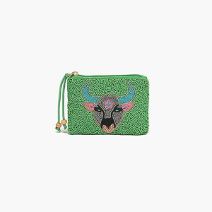 Monedero y monedero con bordado de cuentas de semillas con logotipo personalizado al por mayor, artesanía textil y de tela con abalorios de semillas - Product Image 1