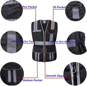 Chaleco reflectante de seguridad para hombre, de alta visibilidad, de lona transpirable, ropa de seguridad vial de verano con relleno de algodón - Product Image 3