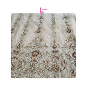 Tissu d'organza de dentelle africaine de luxe le plus vendu en gros avec tissu de tulle brodé de perles pour les mariages - Product Image 2