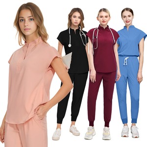 2025 High Quality Collar Comfortable Anti-Wrinkle Stretch Nursing Medical <b>Scrub</b> <b>Set</b> for Women Hospital Uniform - Product Image 6