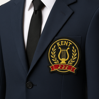 Écusson brodé 3D vintage en fil d'or fait main et personnalisé avec épingle de sûreté pour uniformes de sociétés chorales et ensembles de mode