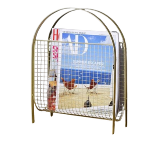 Revistero de Metal de alambre con acabado dorado portátil de mejor diseño estante de Metal al por mayor para uso en tienda y Biblioteca - Product Image 2