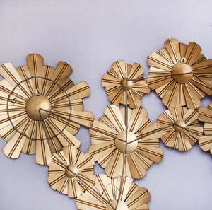 Arte de pared moderno hecho a mano, diseño geométrico dorado de latón Ak - Product Image 4