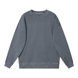 Men's Stone Wash Sweatshirt 100% Cotton Acid Wash Sweatshirt Custom Oversized <b>Jumper</b> Sweatshirt MADE BY BS 2026 - Product Image 1