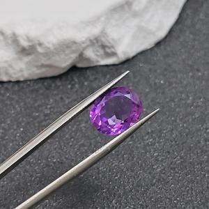 Piedra preciosa suelta de amatista púrpura natural 9x11mm forma de huevo de corte ovalado para la fabricación de joyas - Product Image 2