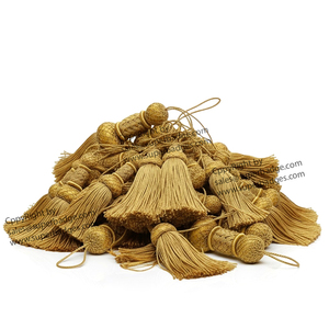 พู่สีทองฝรั่งเศส5ซม. เกรดสูงทนทานปรับแต่งสีและโลโก้สำหรับกระเป๋าและรองเท้าเสื้อโบสถ์ - Product Image 2