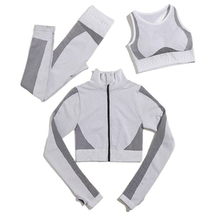 Sujetador deportivo Sexy y mallas de la mejor calidad, conjunto de Yoga acanalado para mujer, gimnasio, Fitness, conjuntos de traje de Yoga, ropa de entrenamiento - Product Image 2