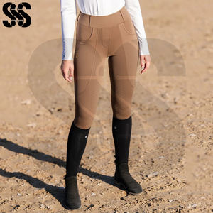 Pantalons d'équitation durables pour femmes, résistants à l'abrasion, en polyester/spandex, lavables en machine, pantalons d'équitation longs et durables - Product Image 3