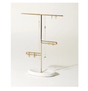 Supports à bijoux en bois d'acacia et laiton Organisateur de maison Accessoires de bijoux Design créatif au coût le plus bas - Product Image 6