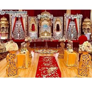 Décoration de scène de fête de mariage tamoul Grand mariage indien Temple thème scène meilleure conception configuration de scène de mariage indien du sud - Product Image 1