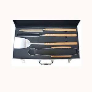 Acier inoxydable plaqué argent avec poignée en bois couverts vaisselle spatule pince couteau fourchette ensembles accessoires de cuisine - Product Image 1